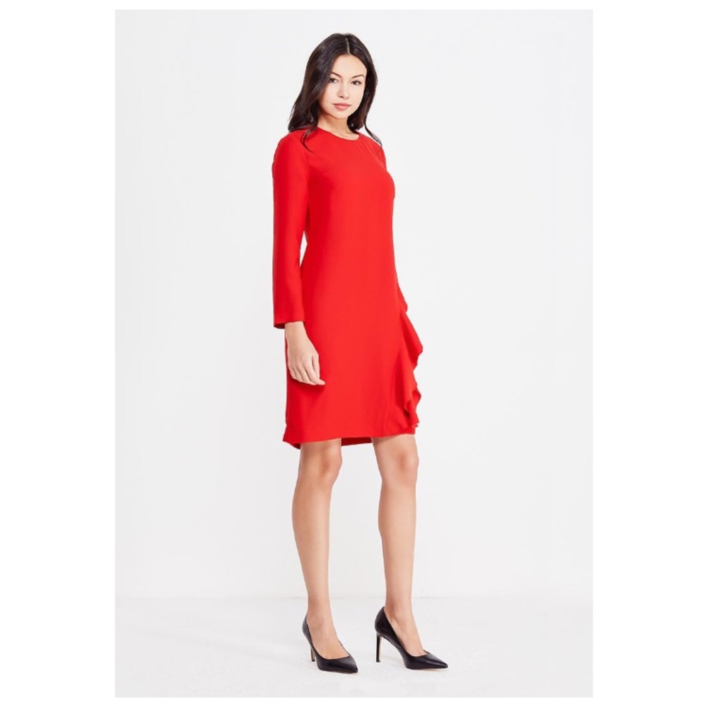 Banana Republic Red Ruffle Shift Dress - 6 - Picture 3 of 7